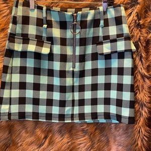 Bershka plaid skirt tags still attached.